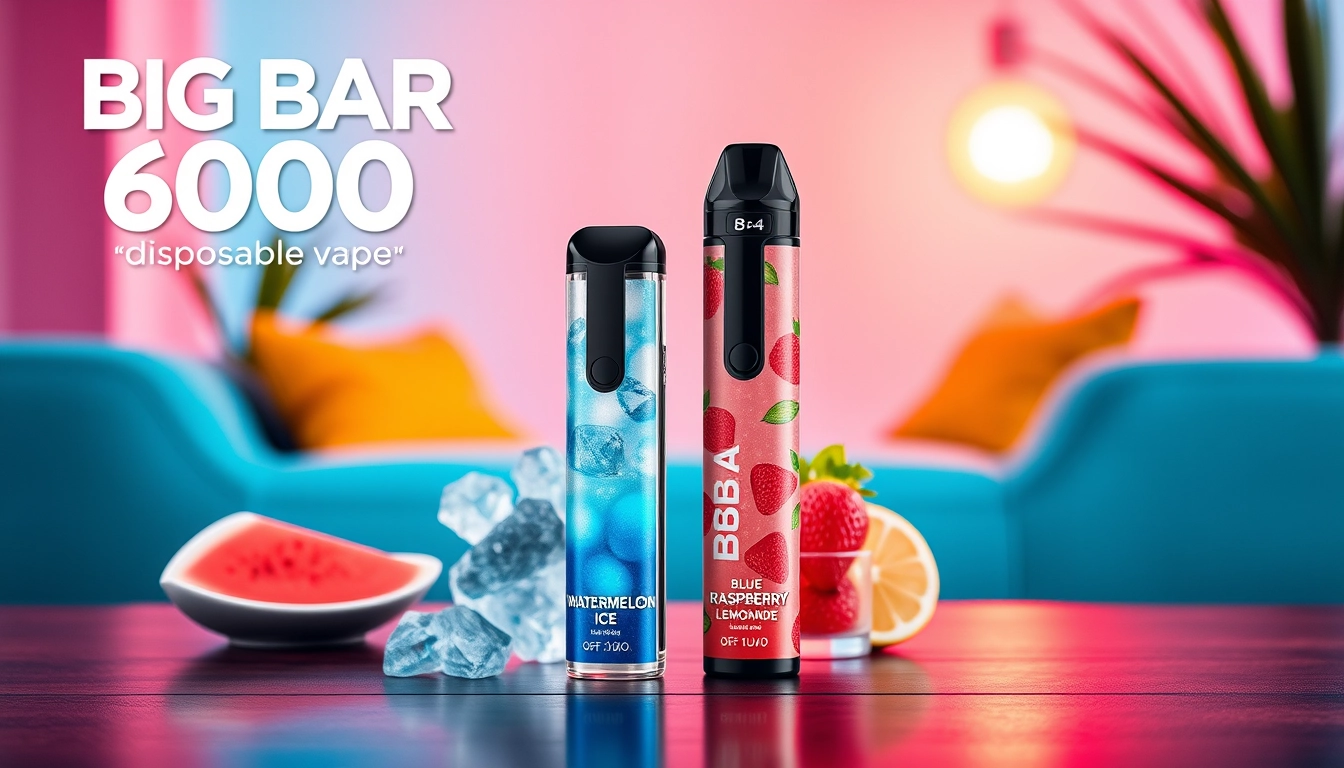 Big Bar 6000 disposable vape in vibrant colors showcasing its features